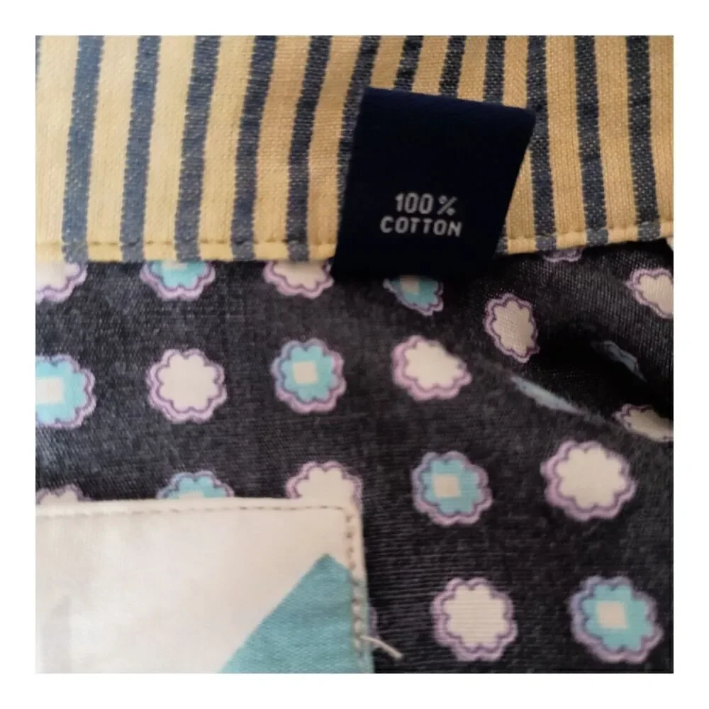 Robert Graham Sport Coat Blazer 100% Cotton Yellow Blue Striped Men's Large